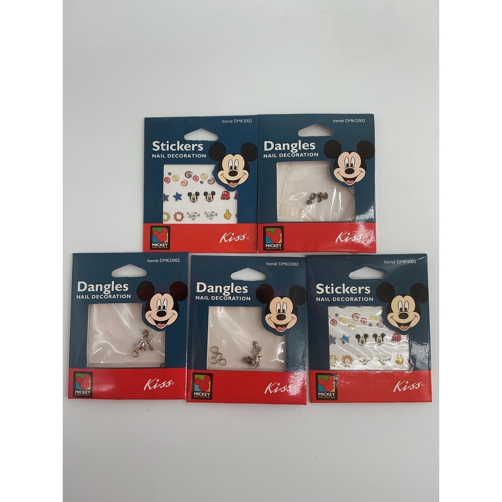 Kiss Mickey Mouse Nail Decoration Set 5pk Stickers Dangles DMKS002 Disney